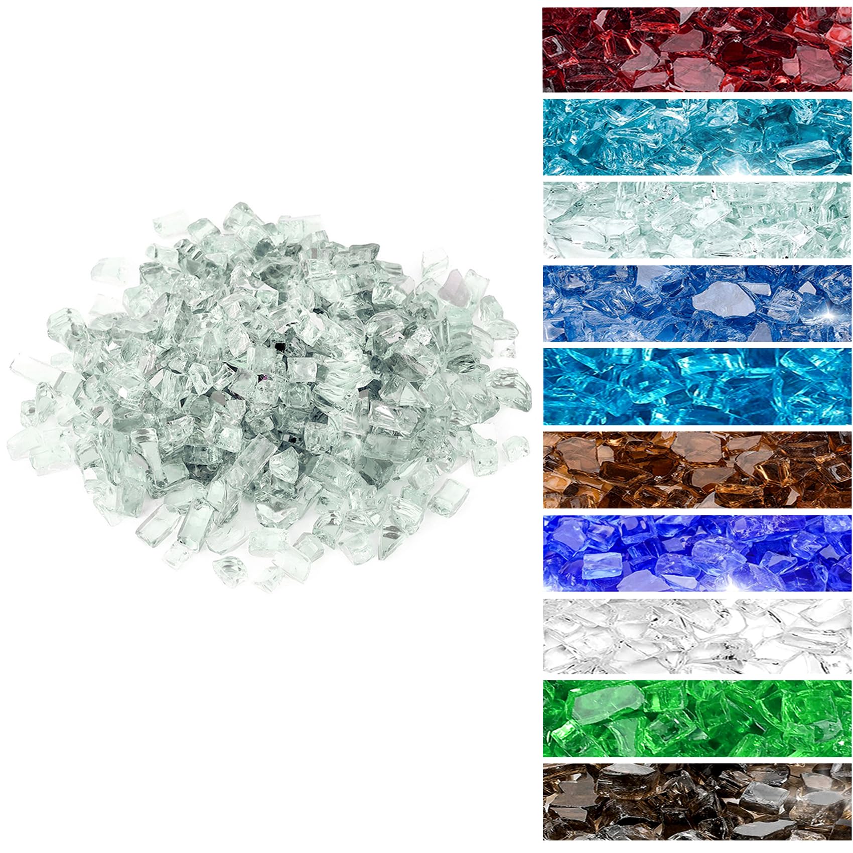 Verre Réfléchissant Onlyfire 4.5 Kg Pour Foyer - 6.35 Mm, Couleurs Mélangées, Intérieur/Extérieur