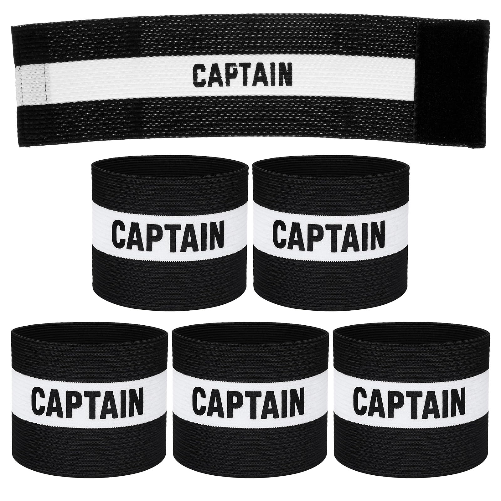 Amabro 6Pcs Captain Armbands Elastic Adjustable Nylon Sport Bands Team Game