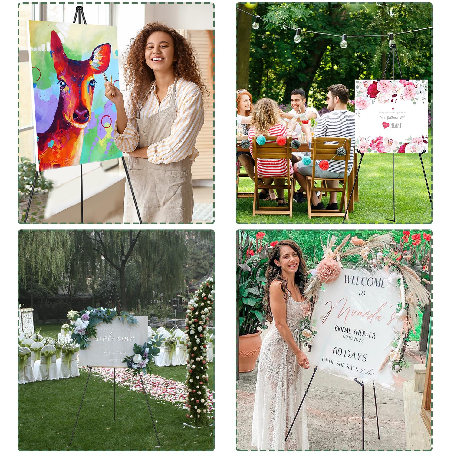 Cavalletto Regolabile Per Targhe Matrimonio E Poster - Supporto Telescopico 169cm Portatile