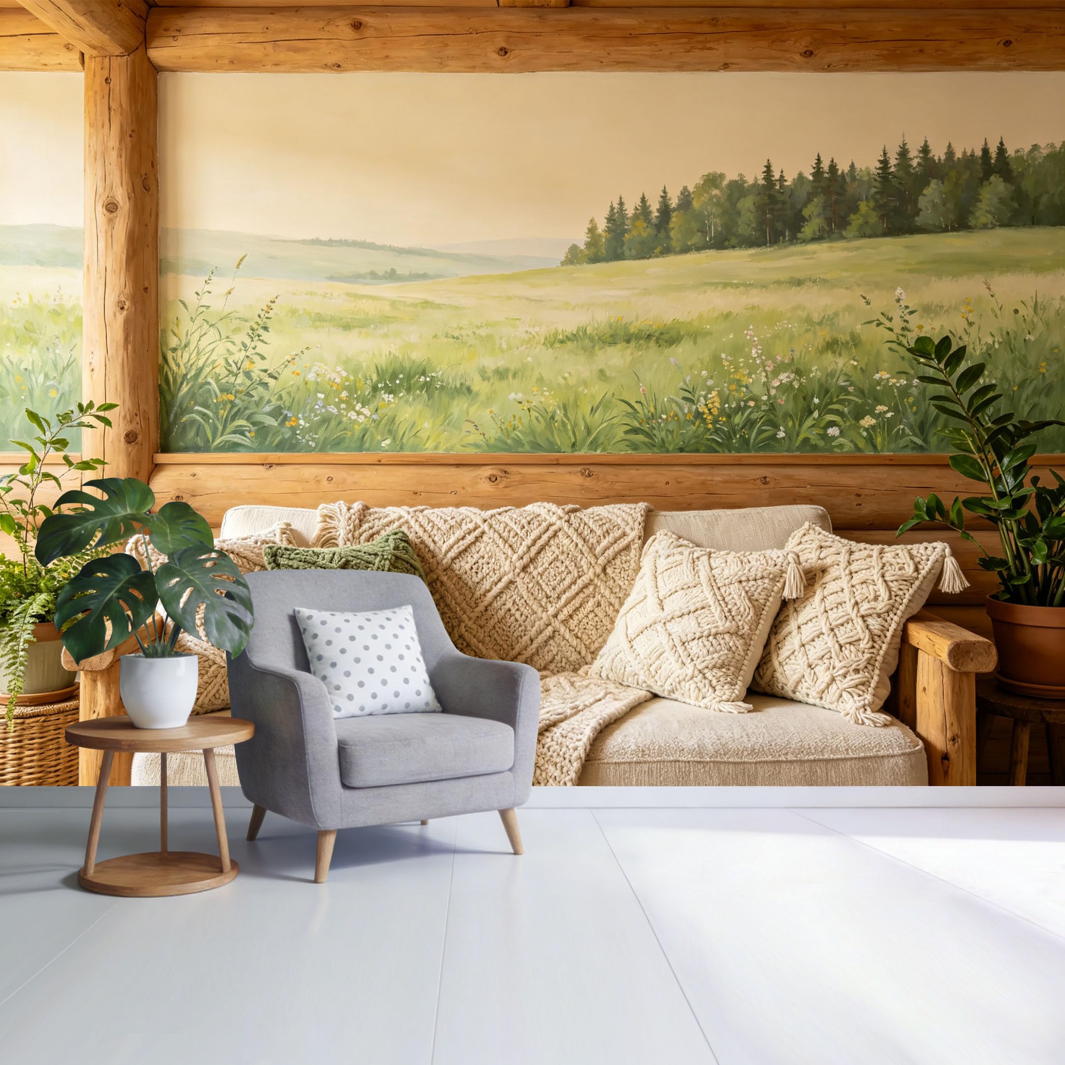 Custom Size Wall Mural Serene Meadow Landscape Forest Edge Botanical Watercolor Style SelfAdhesive Wall Fabric Removable Wallpaper for Home Office Decor