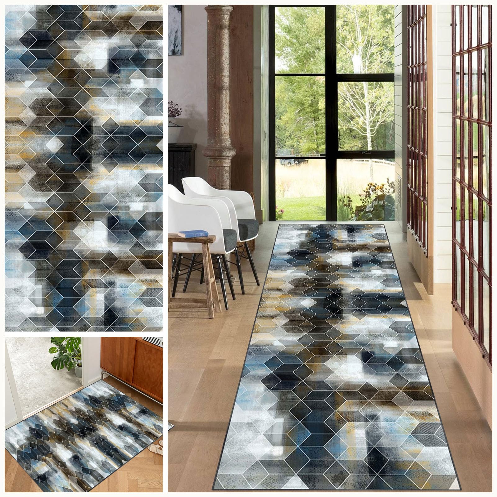 EYKWKB Carpet Runners for Hallways Non Slip Long Hallway Hall Runner Kitchen Runner Washable Entryway Runner Rug Area Rug for Living Room/Kitchen/Hallway/Bedroom/Corridor 100 x 240 cm