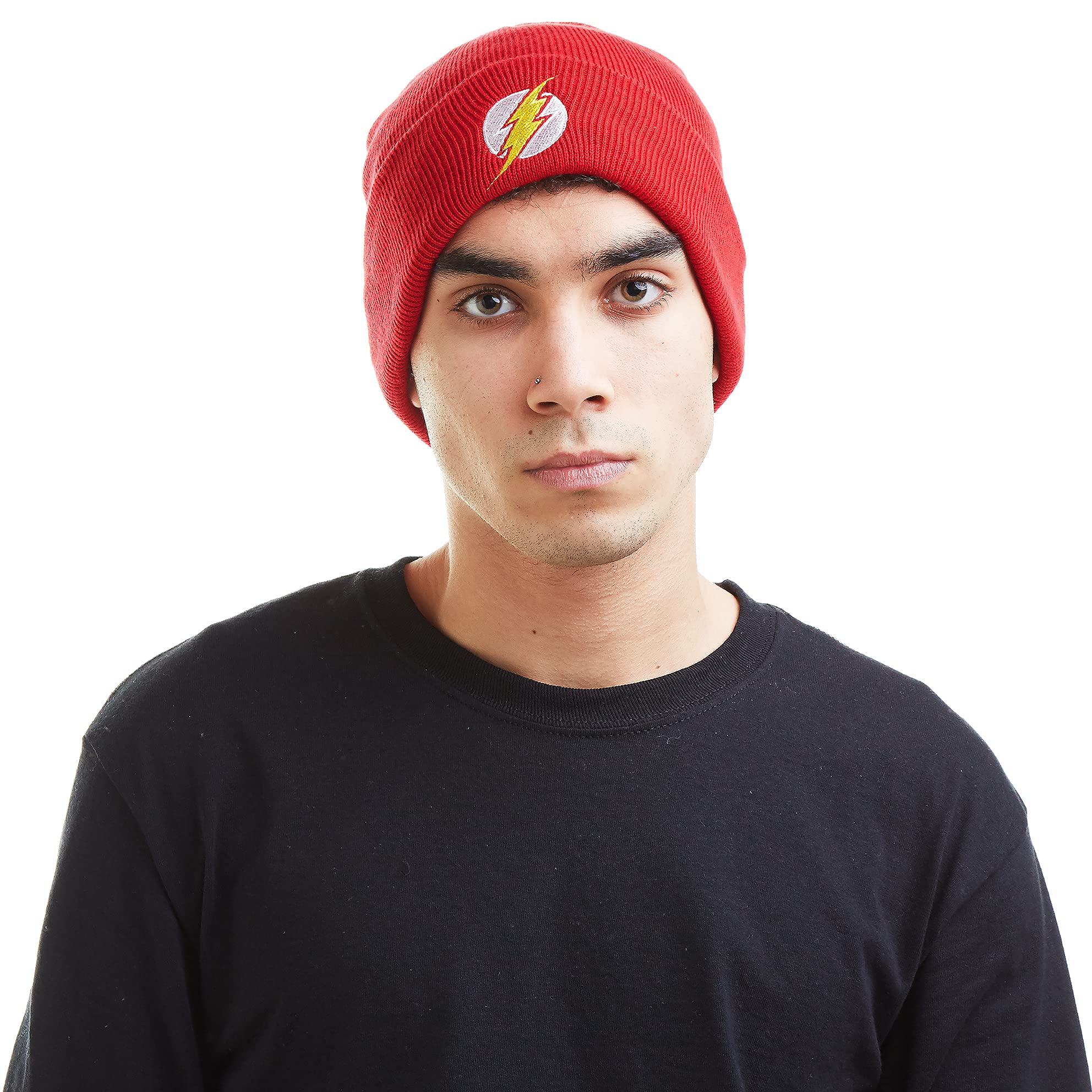 DC ComicsMen's Flash Logo Beanie, Red (RED RED), One Size (Manufacturer Size:One Size)