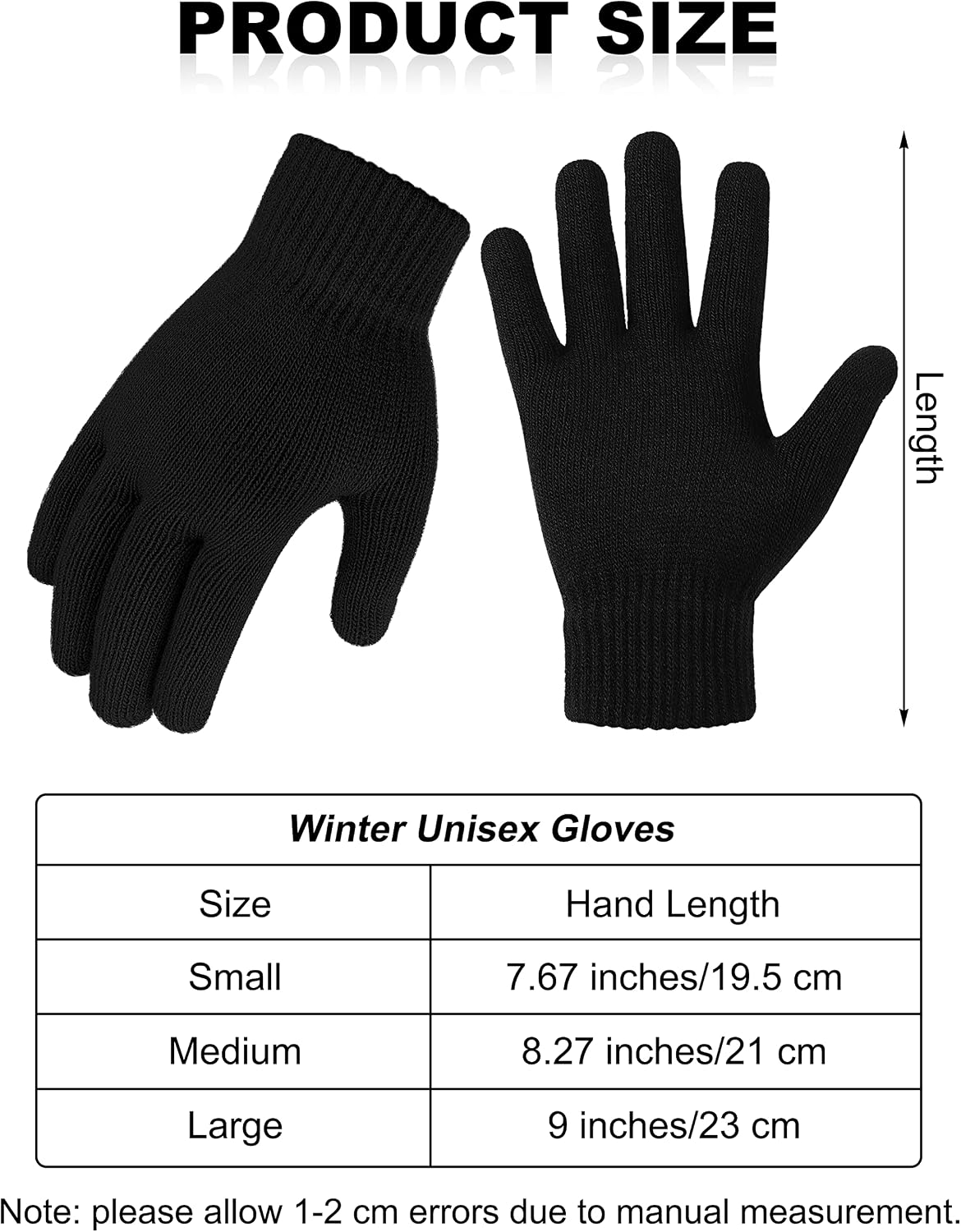 Cooraby 4 Pairs Winter Magic Gloves Thicken Knitted Warm Gloves Stretchy Full Fingers Unisex Gloves for Men Women