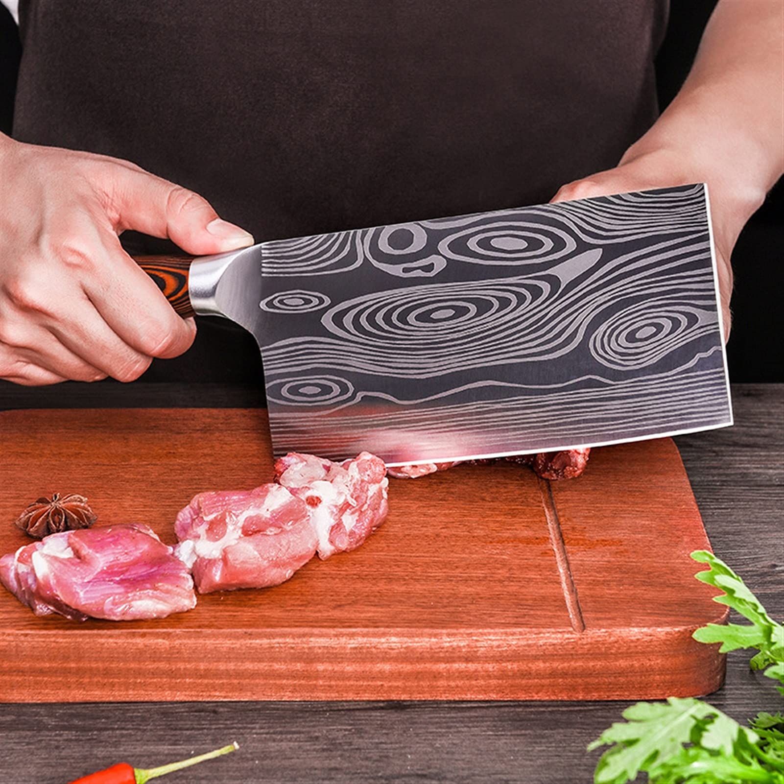 Küchenmesser Damaskus Muster Fleisch Cleaver Messer Edelstahl Schneidmesser Wide Blade Chefmesser messerset (Color : Kitchen Knife, Kitchen Knife Size : 8 inch)