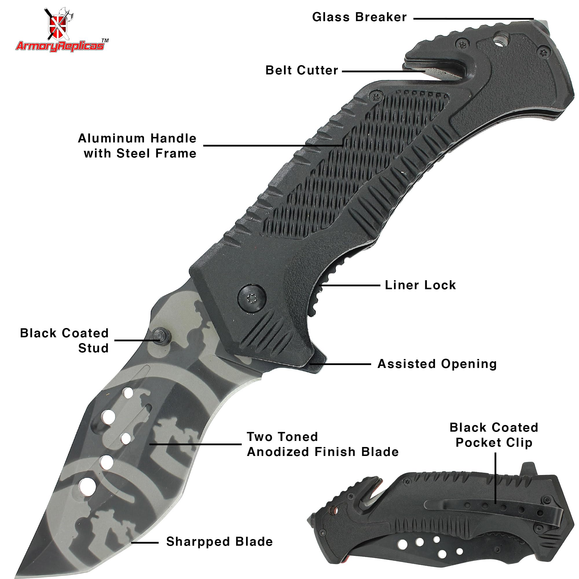 Armory Replicas Assisted Blade Night Shroud Tactical Knife