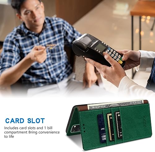 Miniatura 96 de ZZXX Funda tipo cartera para Samsung Galaxy S20 con bloqueo RFID, soporte de ranura para tarjetas, funda protectora de cuero magnético fuerte