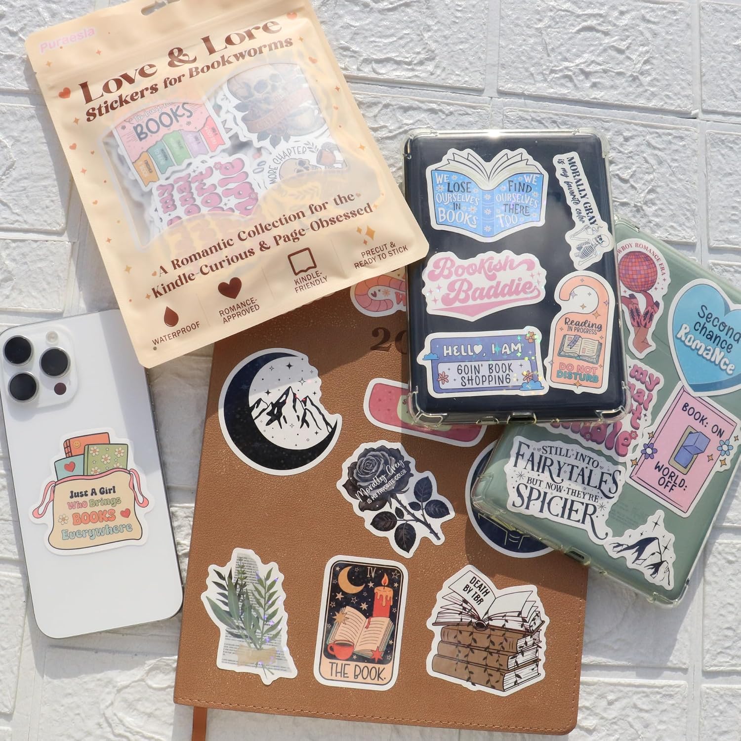 225 PCS Book Stickers for Kindle, Romance Holographic Bookish Sticker Pack for Readers Adult Spicy Booktok Vinyl Decals for Laptop IPAD Ebook Reader Water Bottle Girls Waterproof