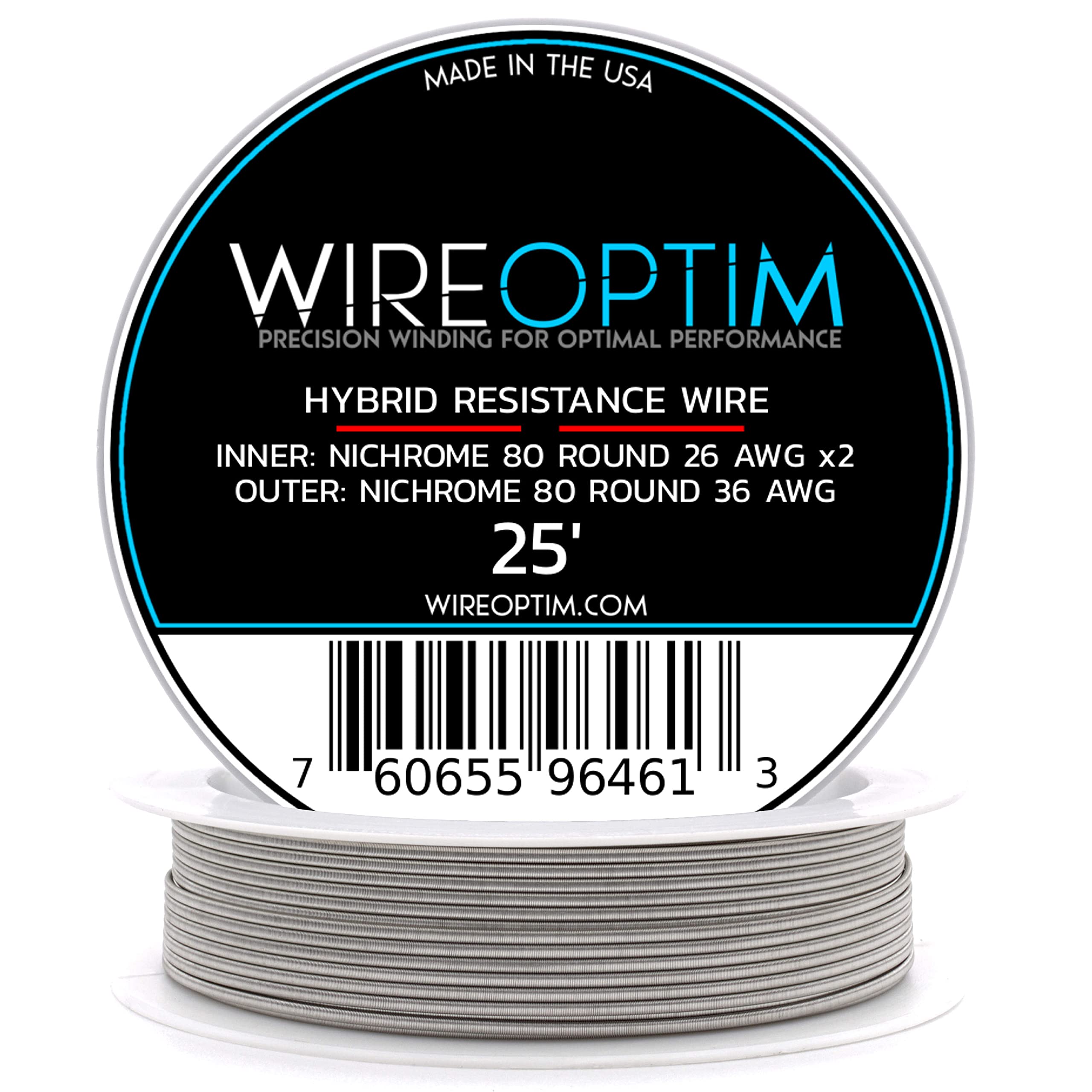 WIREOPTIM - 26 AWG Nichrome 80 2X Core - 36 AWG Nichrome 80 - Hybrid Resistance Wire - 25 Feet