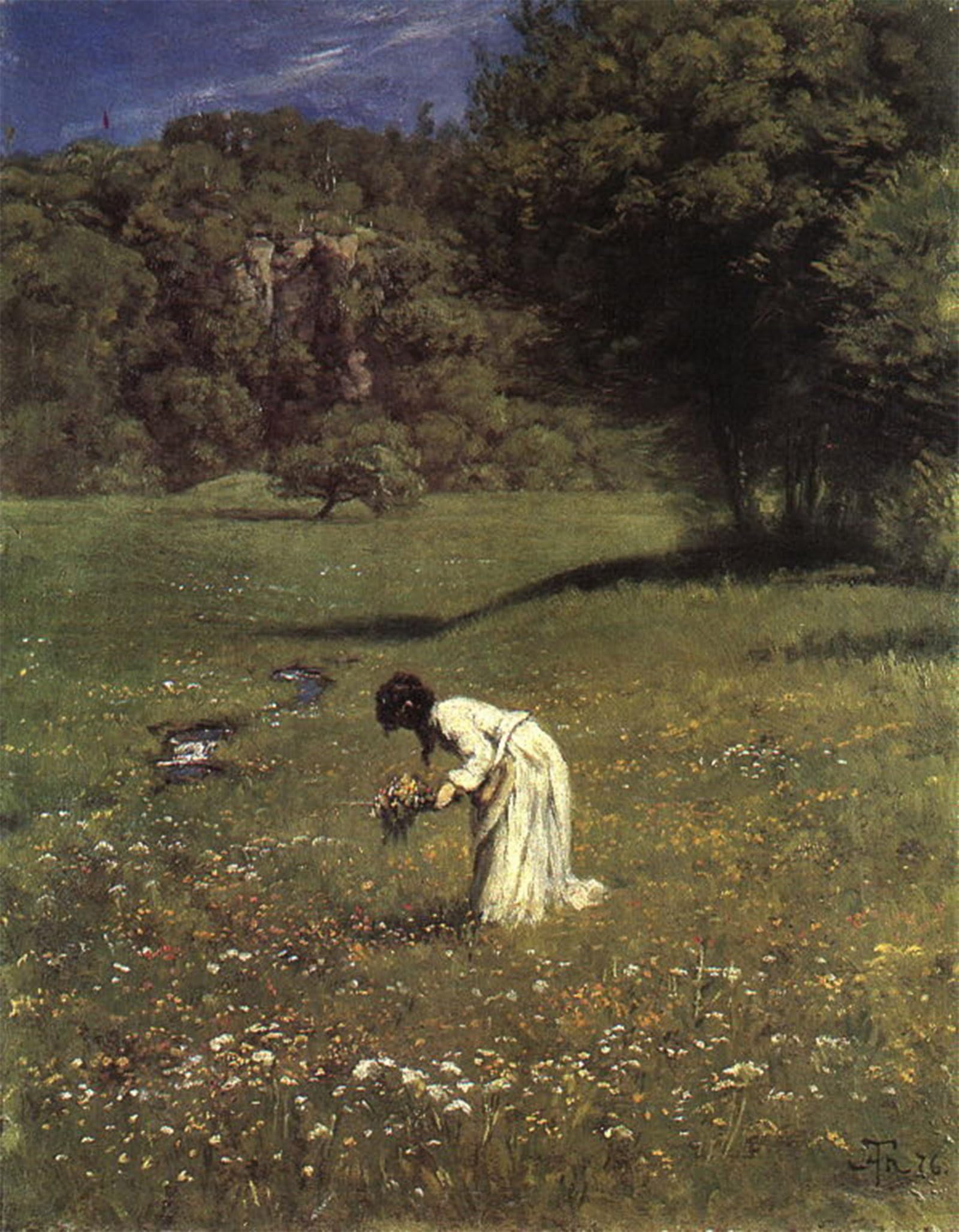 SERENDIPITP Abstract Painting Mural Print Picture Wall Decor Painting in the Meadow by Hans Thoma Vintage Wall Artwork for Home Decor 60x90cm