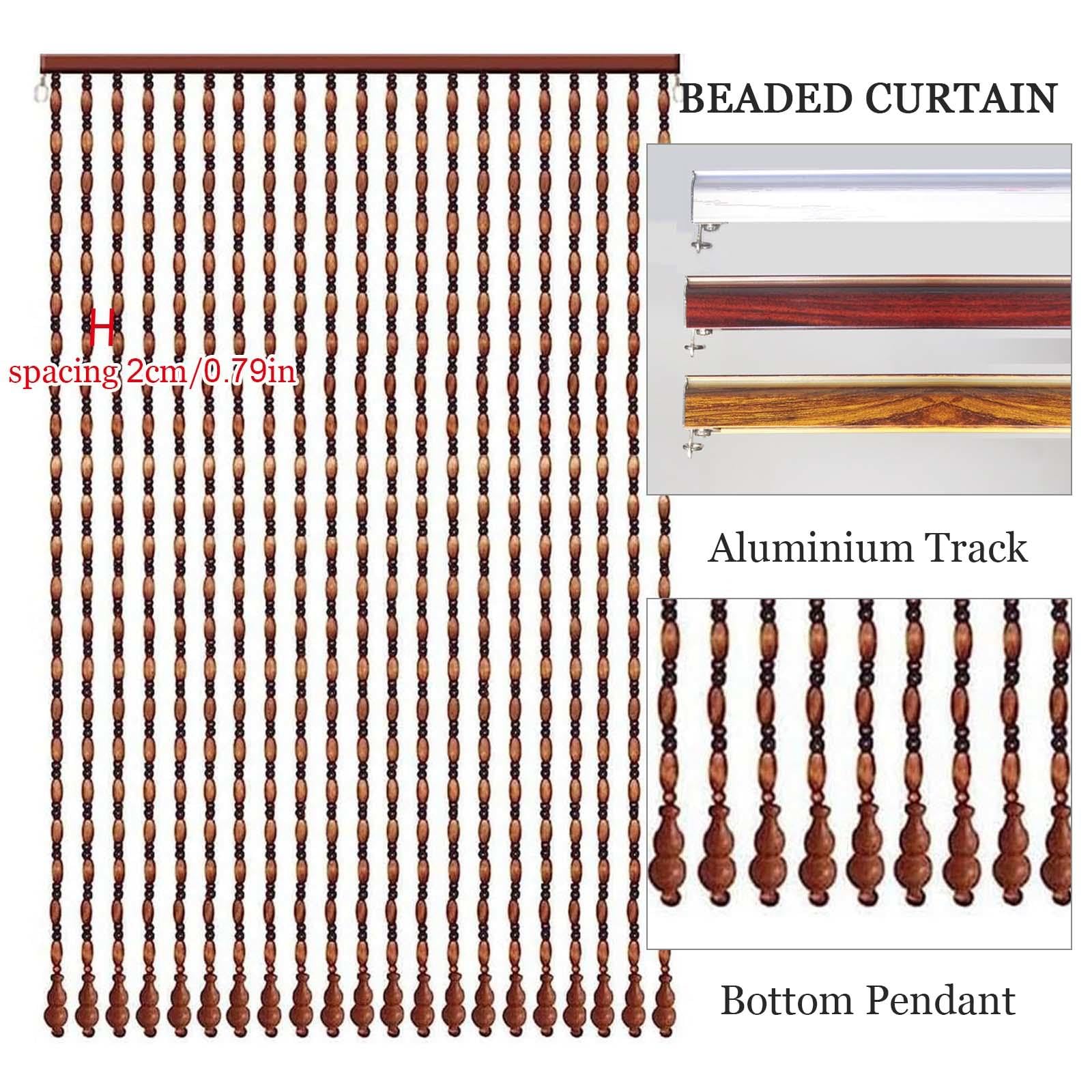 Rideau De Perles Anti-Mouche,60/70/90/110/130cm Rideau De Porte en Perles en Bois De Bambou Naturel,Rideau De Perles Extérieur,Rideau D'entrée,Rideau De Porte Suspendus,40strands-80x200cm