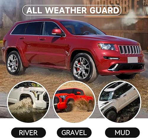 Miniatura 5 de MITZONE Juego de 4 protectores contra salpicaduras compatibles con Jeep Grand Cherokee 2011-2022, juego de 4 piezas delanteras y traseras