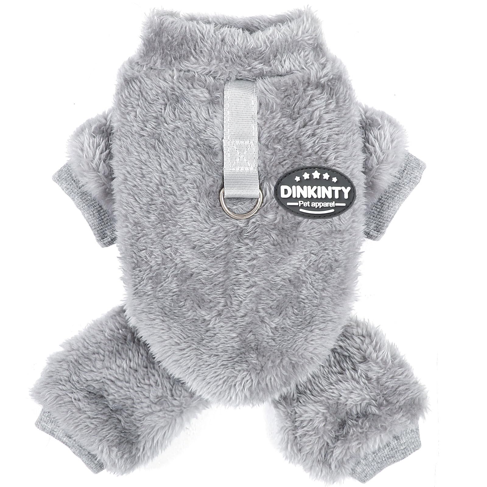 Fleece Dog Pajamas Winter Warm Dog Sweater for Small Dogs Thermal Soft Puppy Pjs Coat Stretchy Jumpsuit Doggie Pet Clothes Outfits Cat Apparel (Grey,