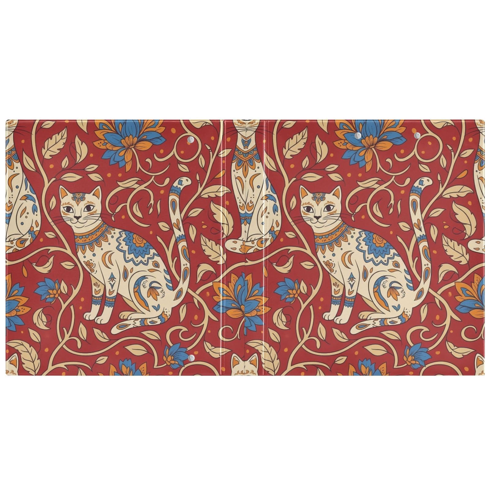 Carpeta de 3 anillos color rojo crema gatos, carpeta de anillos en D, paquete de 2 | Con portapapeles y bolsillos, para escuela, universidad, oficina
