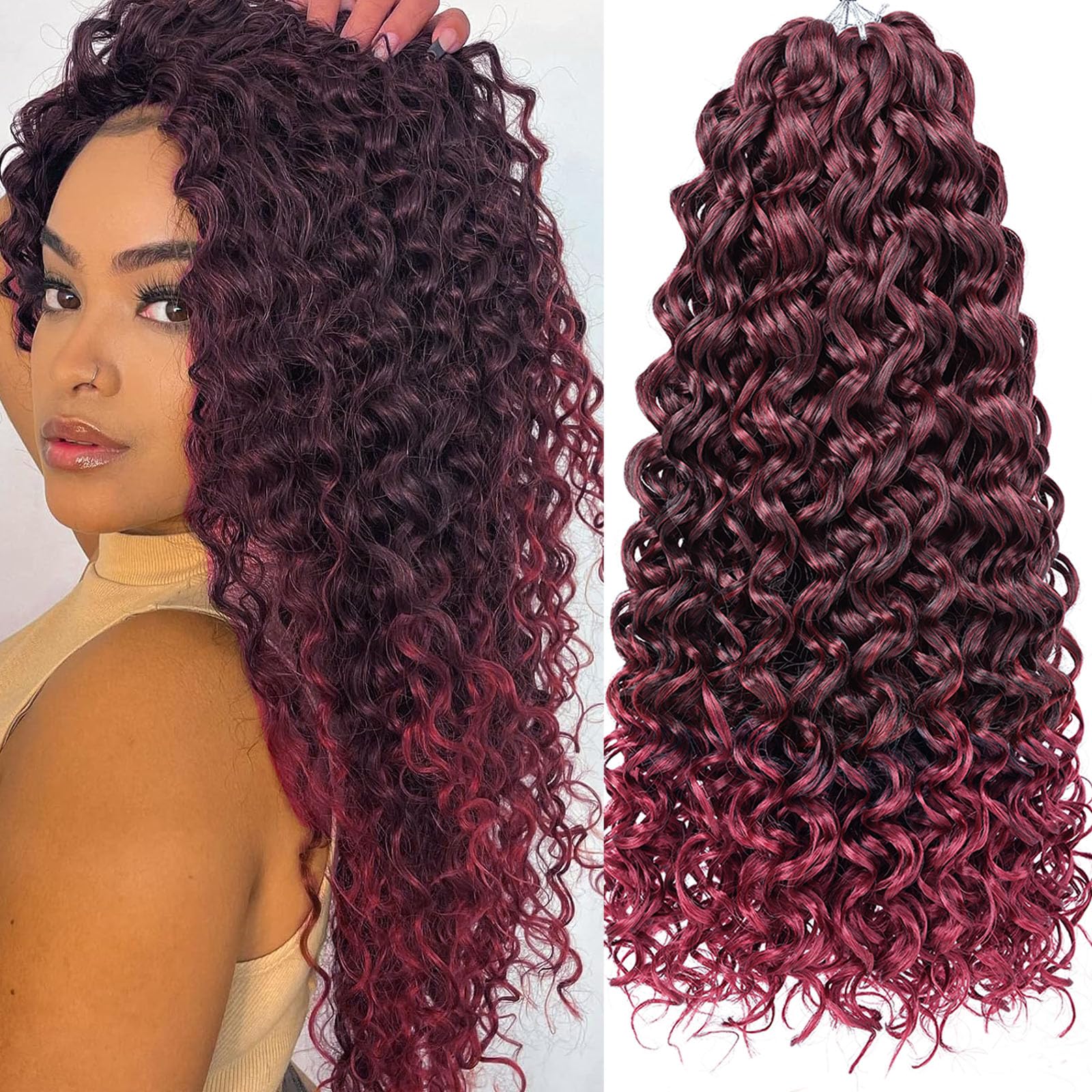 Samtress GoGo Curl Crochet hair 18 Inch Water Wave Braiding Hair Extensions Deep Twist Crochet Braids Synthetic for Women (#TBUG)