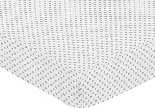 Miniatura 3 de Sweet Jojo Designs Sábana bajera ajustable para cuna de lunares grises y blancos para la colección floral de acuarela