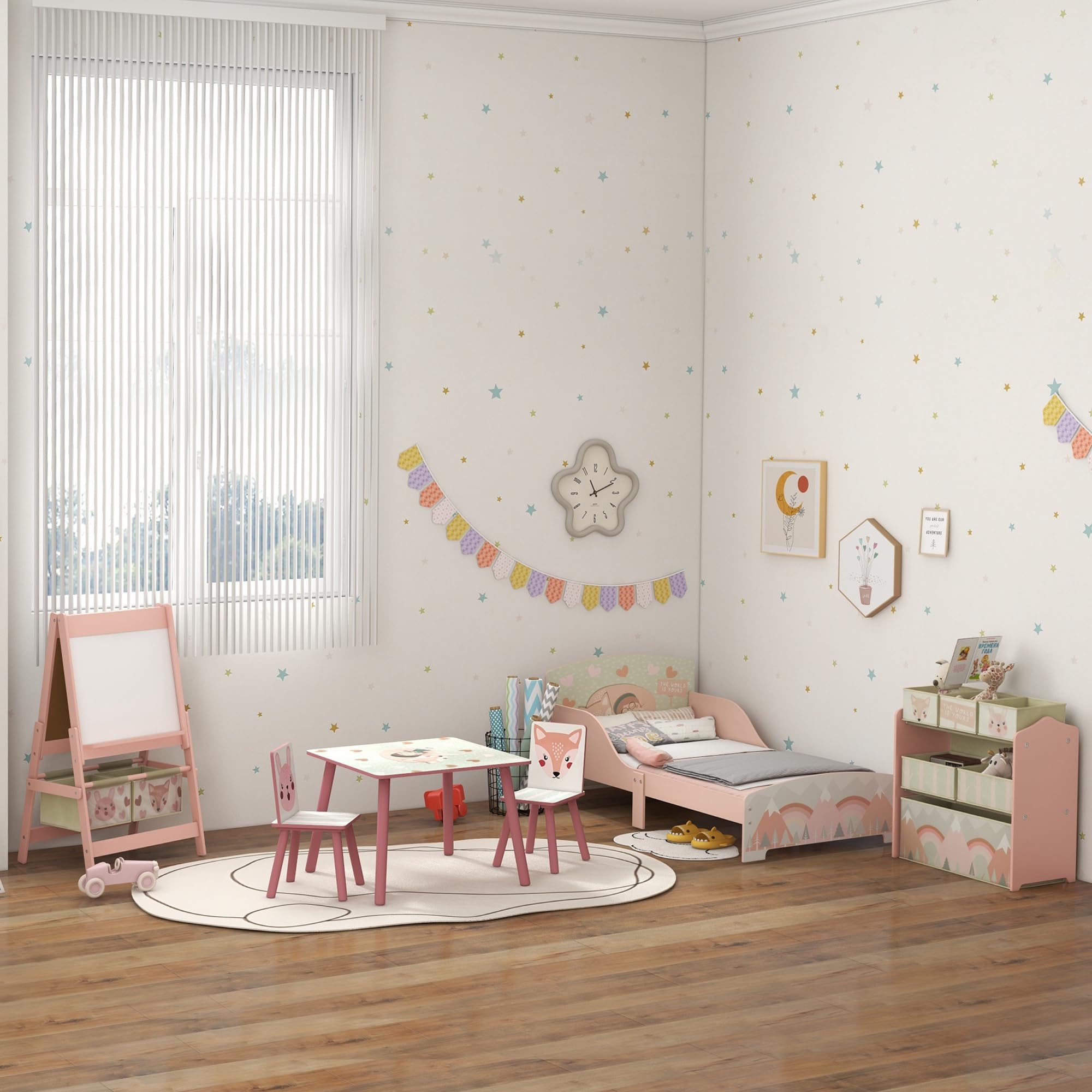 ZONEKIZ Estantería Infantil para Juguetes con 6 Cajas de Tela no Tejida Extraíbles Organizador Juguetes para Niños de 3-8 Años para Dormitorio Guardería 63x30x66 cm Rosa