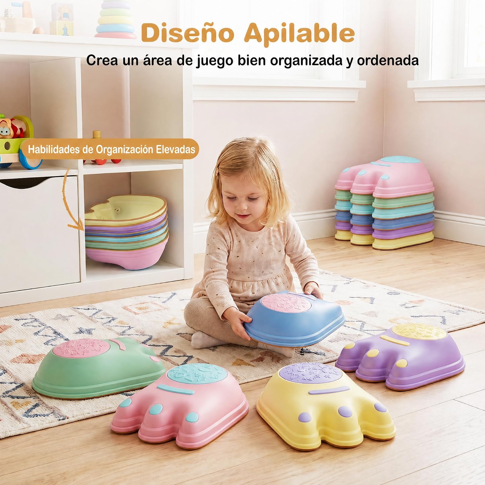 COSTWAY 6 Piedras de Equilibrio para Niños, Apilables y Antideslizantes