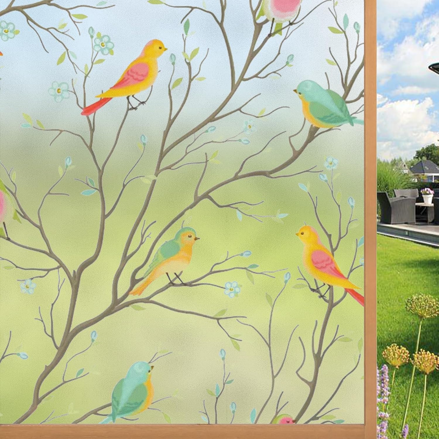 SUNBIRD Window Privacy Film Frosted Glass Sun Blocking Window Tinting Film for Home, Clings Removable Frosting Bathroom Door (24 x 100 Inch, Bird)-image-46