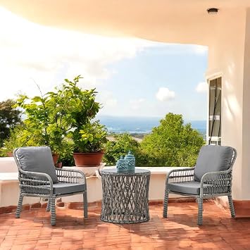Pisa Tekli Rattan Bahçe Balkon Oturma Grubu Gri 700