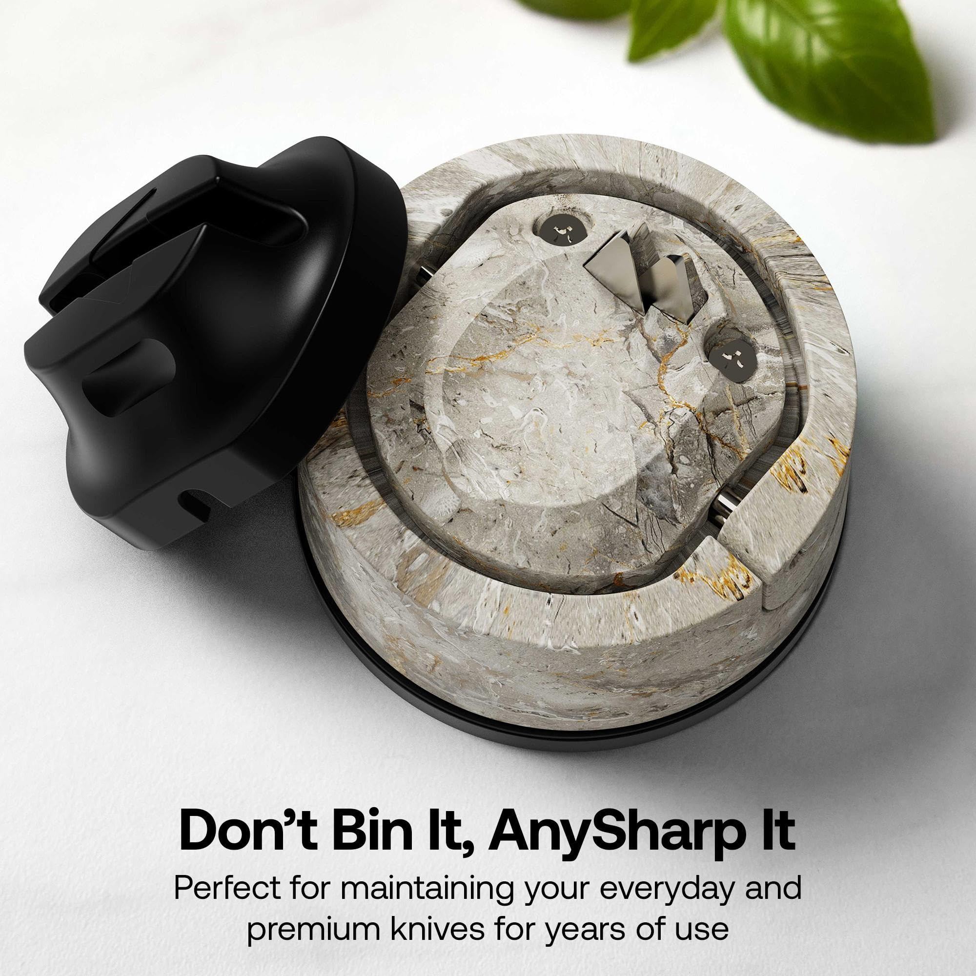 AnySharp Knife Sharpener, Hands-Free Safety, PowerGrip Suction, Safely Sharpens All Kitchen Knives, Ideal for Hardened Steel & Serrated, World's Best, Compact, One Size, Silver — view 57