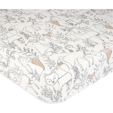Crane Woodland Baby Crib Sheet - Cotton Sateen Crib Sheet Set -...