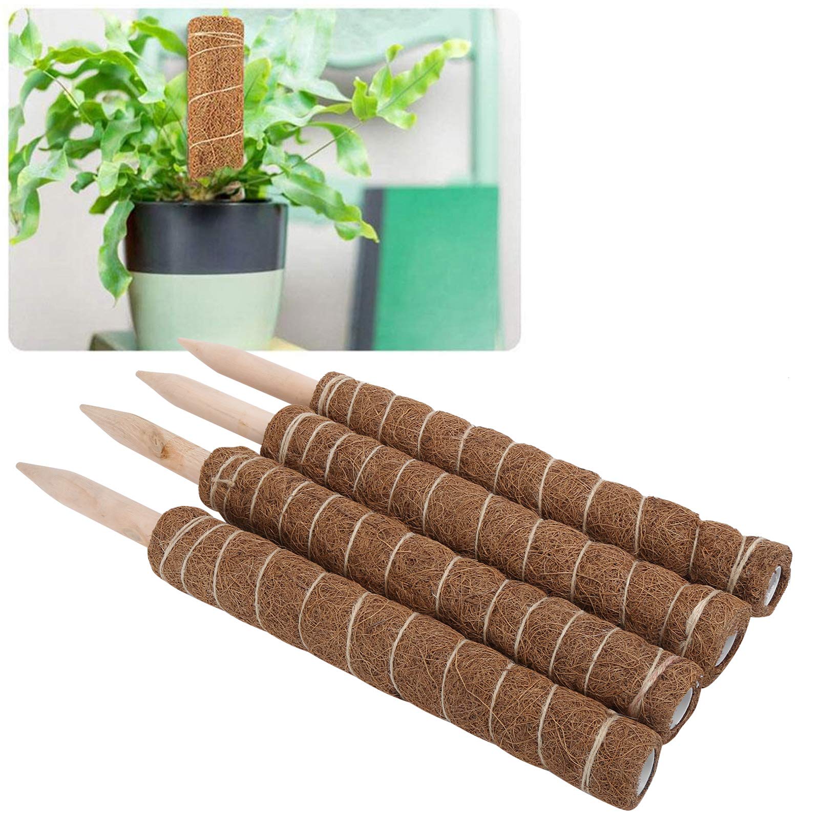 Lot de 4 poteaux en Mousse pour Monstera pour Soutenir Les Plantes à Pousser vers Le Haut – 45 cm de Totem en Fibre de Coco Support d'escalade pour Plantes d'intérieur