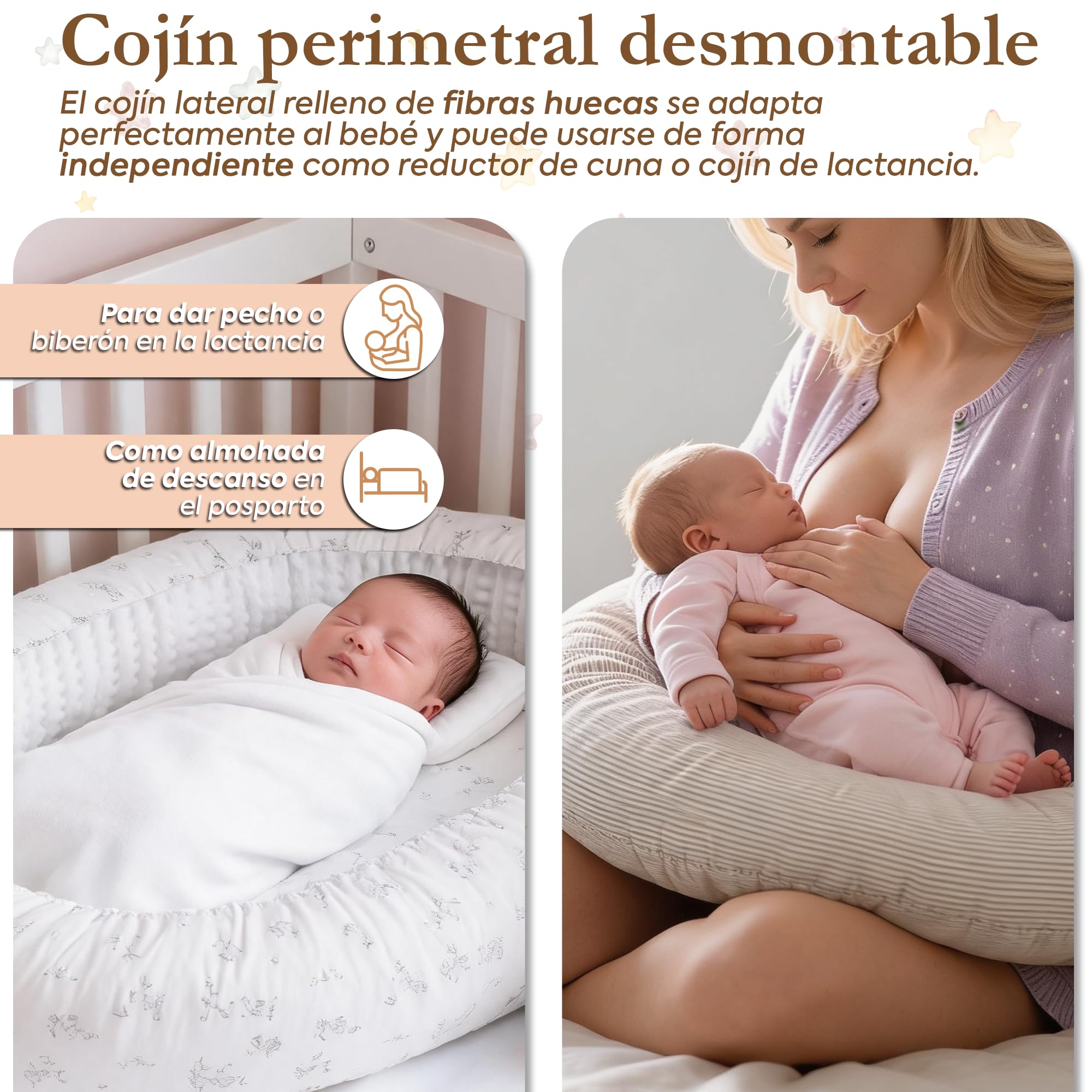 Cambrass - Cuna Nido portatil para bebé - Reductor para Cuna, Ideal para recién Nacido - Plumeti 55x90x15 cm Rosa