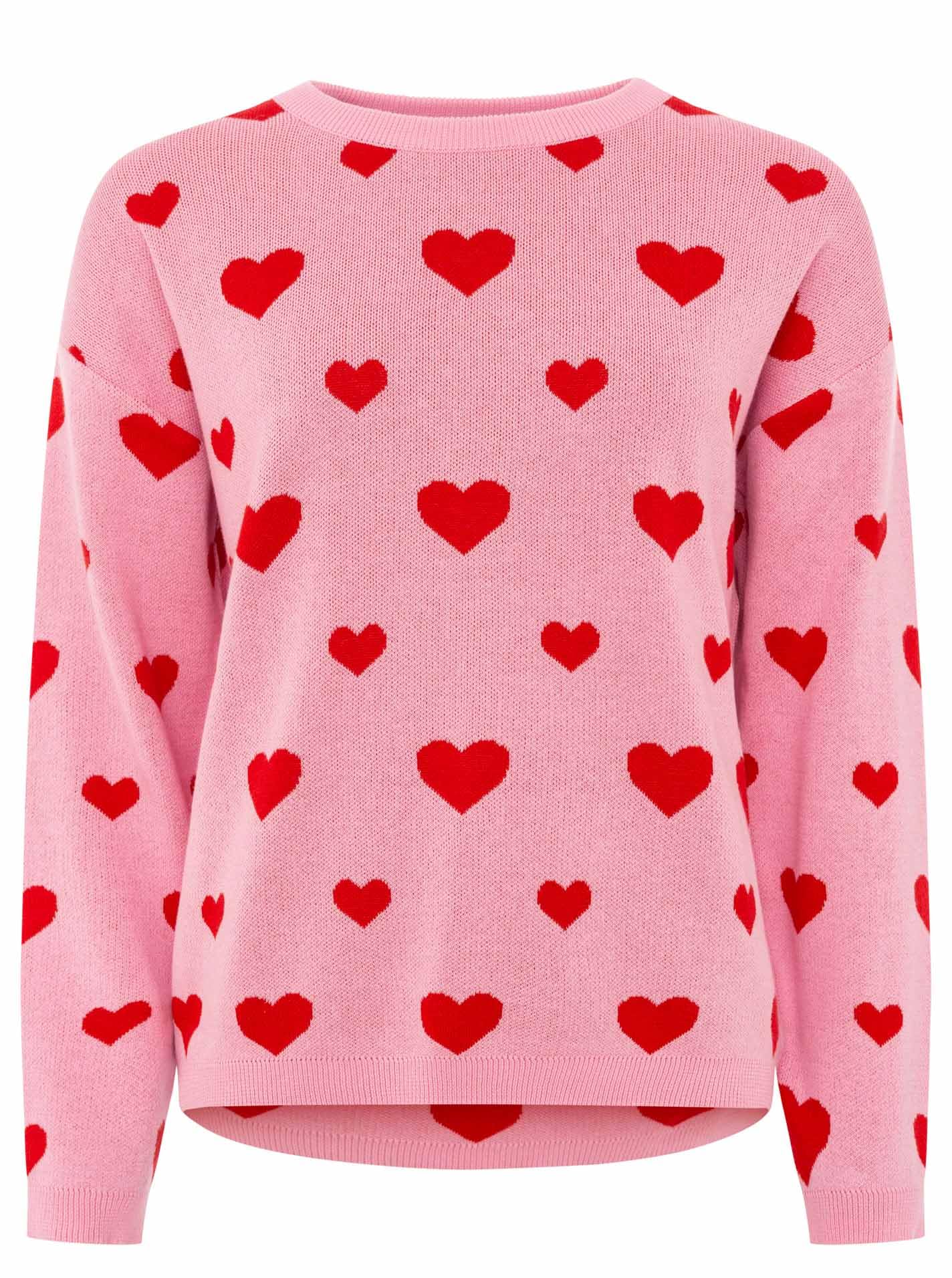 Zwillingsherz Damen Pullover – Sweater mit Herz Print– 100% Baumwolle – Weicher Strickpullover – Stylisch für Alltag, Herbst & Winter