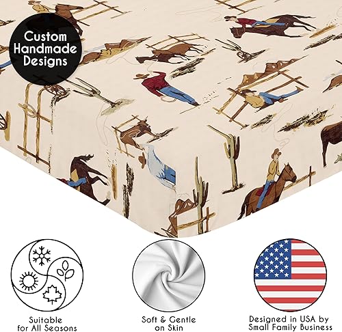 Miniatura 5 de Sweet Jojo Designs Juego de sábanas bajeras para cuna color marrón tostado y vaquero para bebé para bebé recién nacido se adapta a colchón estándar