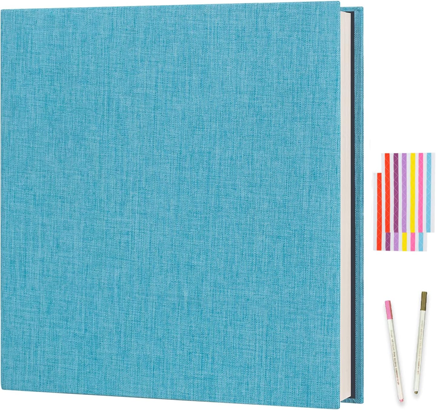 Photo Album Self Adhesive for 4x6 8x10 Pictures Linen Scrapbook Album | Vintage Scrap Book, 40 White Pages Memory Book, Anniversary Birthday Wedding Gifts, Sky Blue