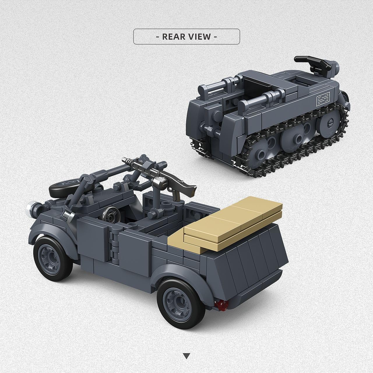 Technik - Set di blocchi da costruzione per carri armati militari, 414 pezzi, WW2, tipo militare 82, kit per costruzione di carri armati Kubelwagen, modello MOC, giocattolo da costruzione