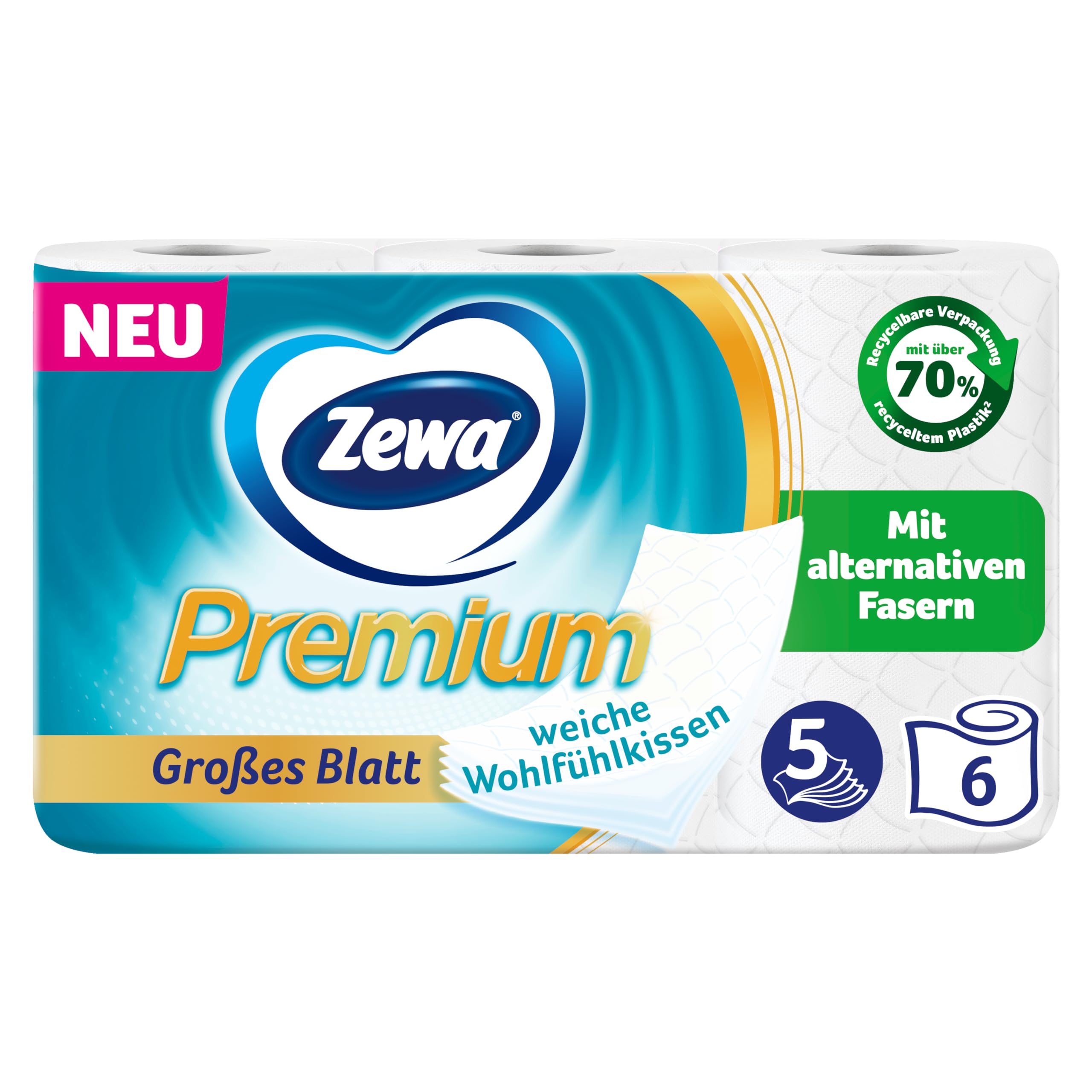 Zewa Premium 5-lagig Toilettenpapier, 6 Rollen