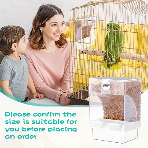 8 Pcs No Mess Bird Feeder Parrot Automatic Feeder Bird Seed Container Water Dispenser for Parakeet Seed Food Container Cage Accessories for Canary Cockatiel Finch