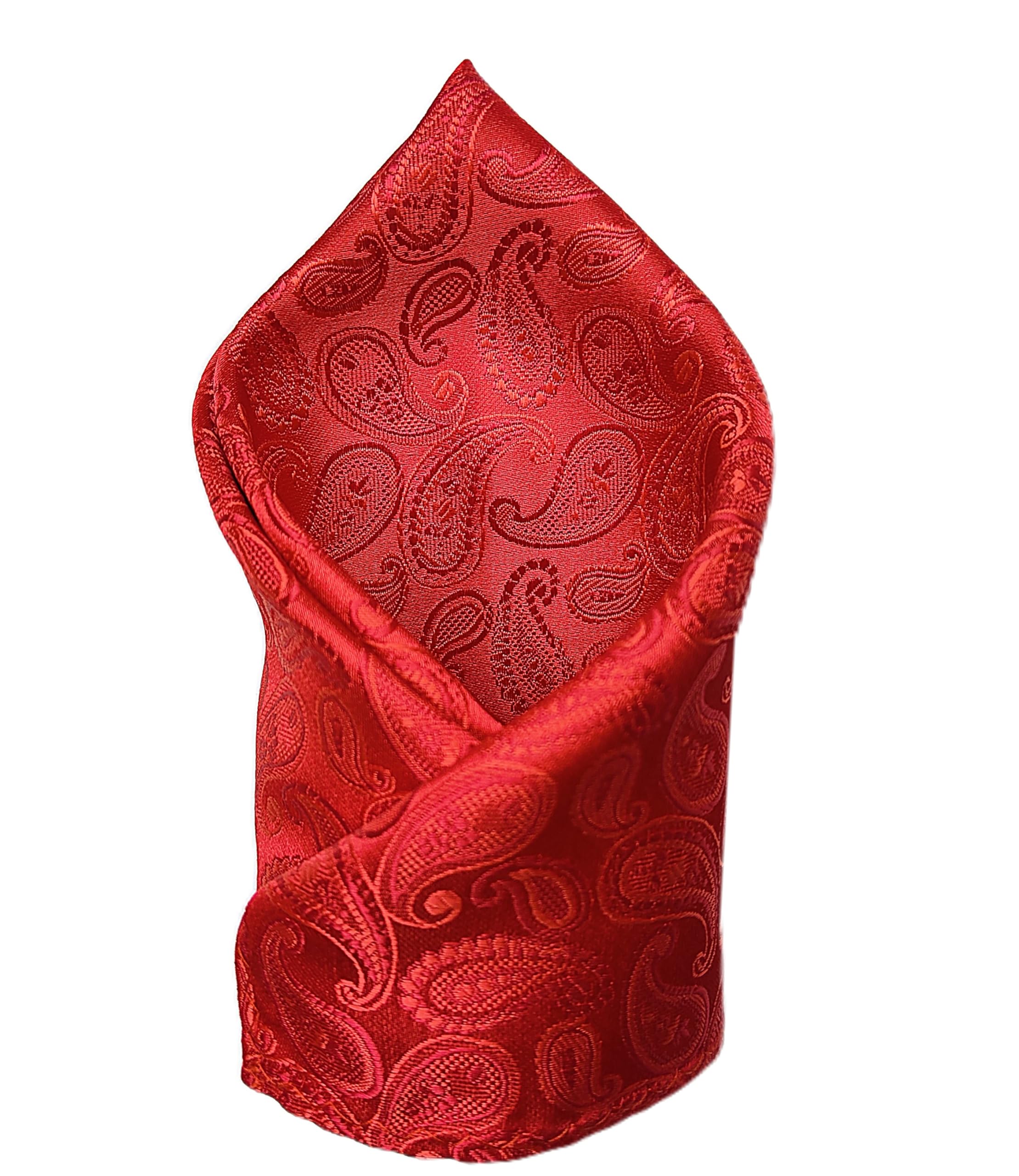 voici France Men's Designer Pocket Square Paisley Satin Microfiber Free Size (Pocket Square, Red Paisley)-picture-16