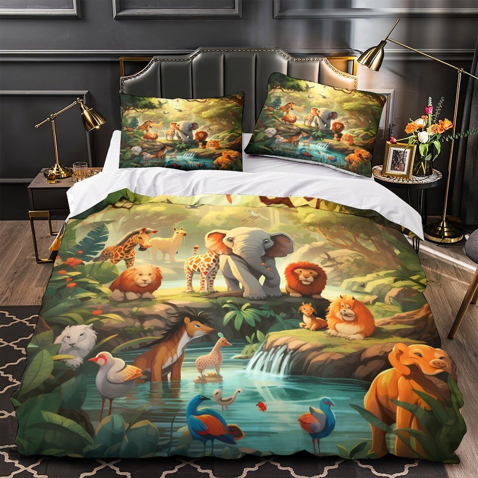 Linge de lit animaux 3D en microfibre premium hypoallergénique de taille 140x200 cm super doux