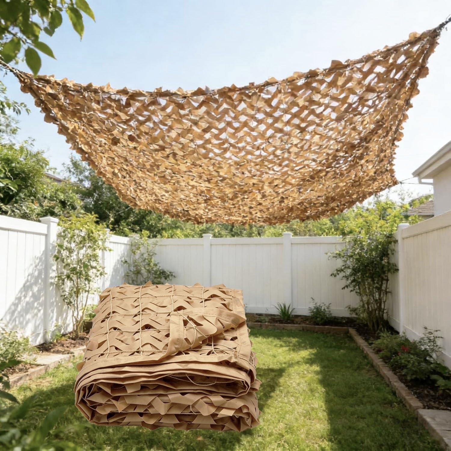 HGTRH Sonnenschutznetz Sand Camouflage Netz, Tarnung Net für Jagd Armee Party Sichtschutz Dekoration Garten 2x5m/6.5x16.4ft