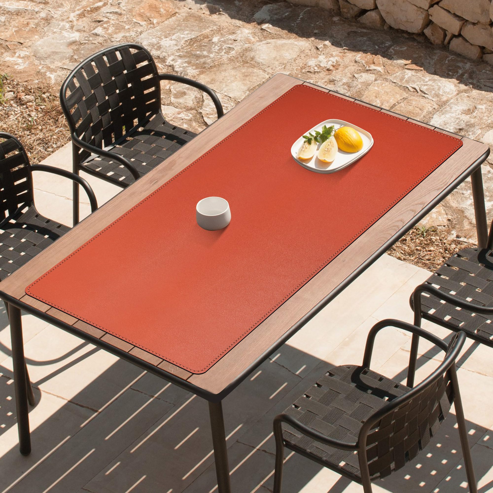 Cacoy Tappetino da scrivania in pelle PU, Impermeabile tappetino per mouse, 140x60cm protezione da scrivania, ufficio tastiera tappetino da scrivania (Arancione)