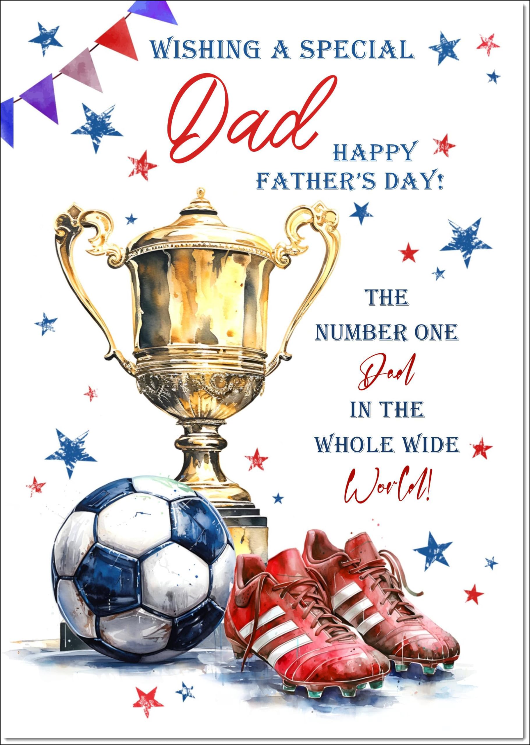 doodlecards Dad Fathers Day Card Footballer's Trophy Large A4 Size with Plain Envelope