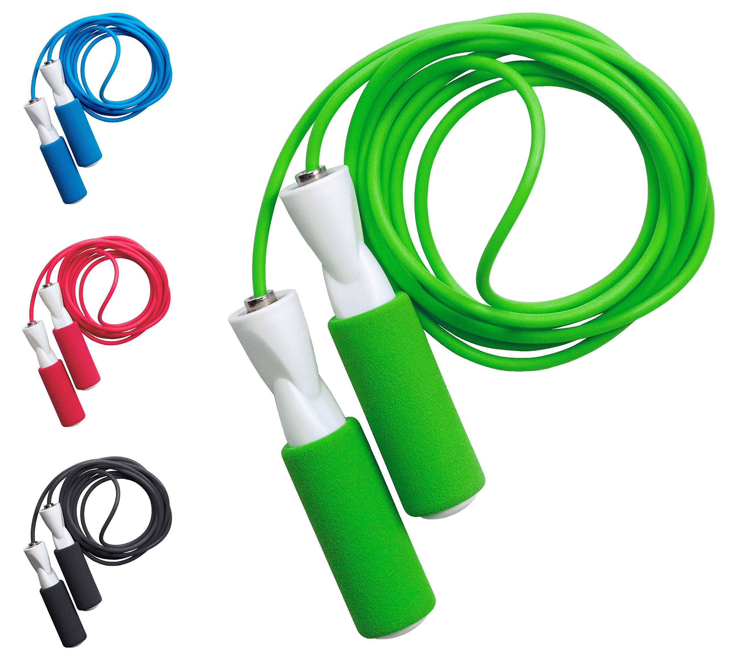 Corde à sauter fitness Jump Rope - Roulement à billes - Avec pochette - Longueur réglable - Pour adultes et enfants, vert