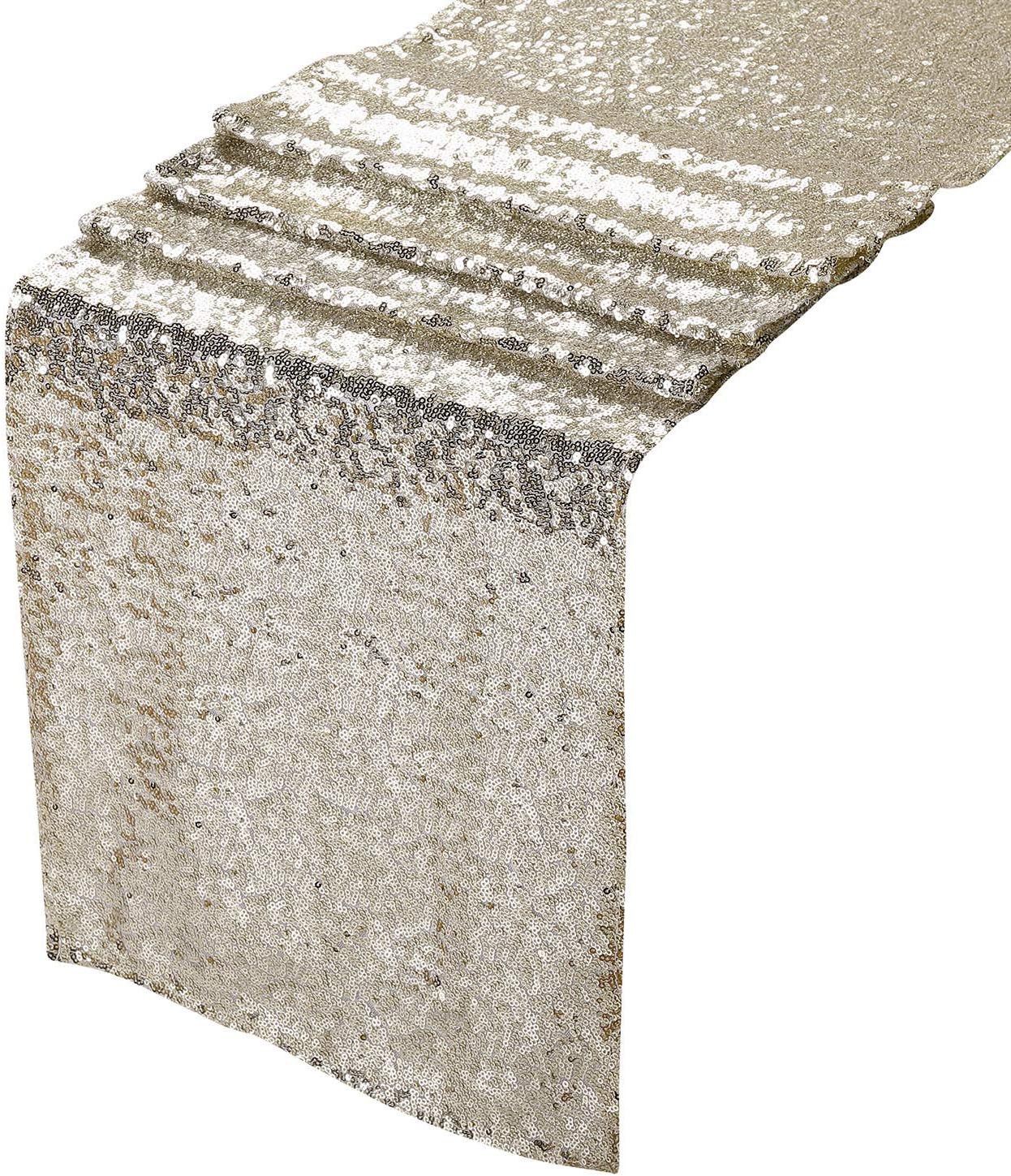 12x72 Inch Peomeise Sequin Table Runner for Party Event Decorations