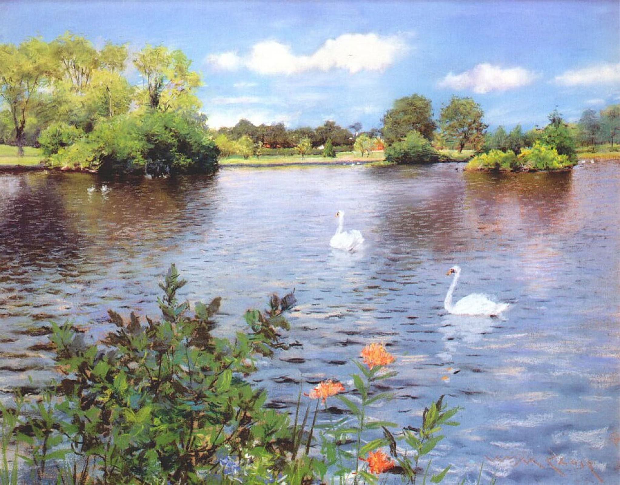 HRJUBWREE Famous Paintings Pictures Artwork Picture a Long Island Laken by William Merritt Photo Wall Print for Office Decor 60x90cm