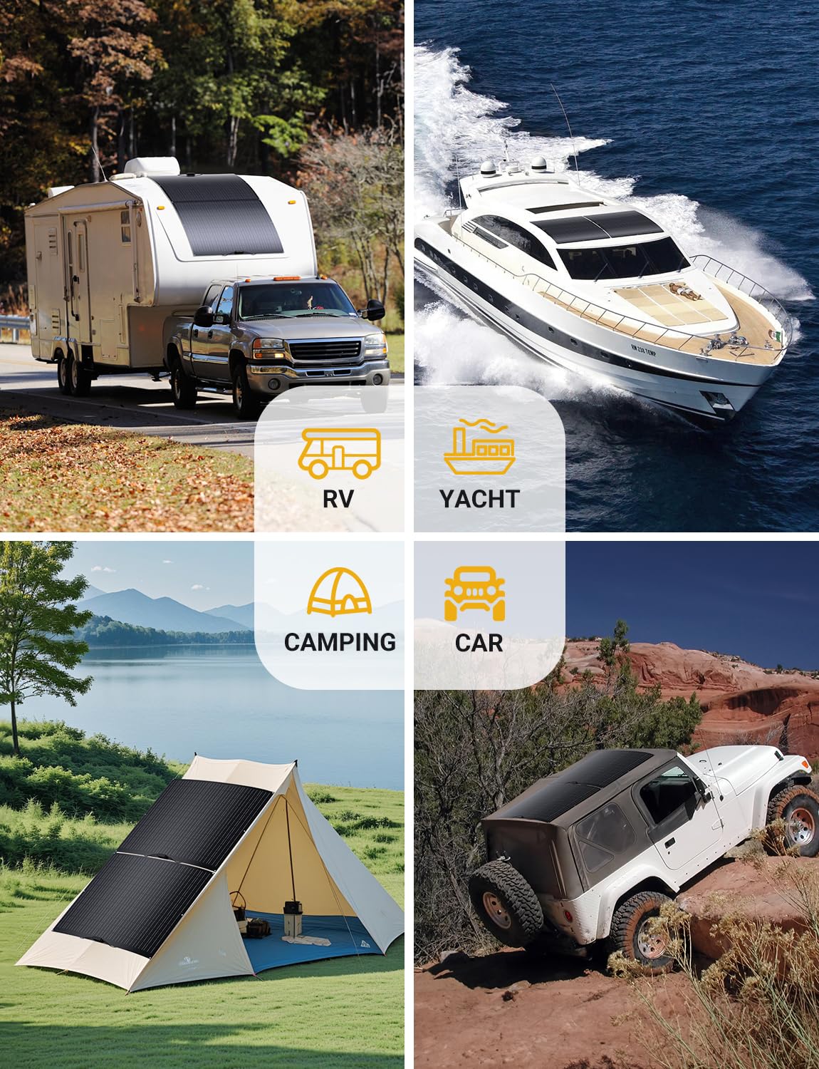 480W Flexible Solarpanel, 2x 240W Solarmodul, IP67 Wasserdicht Photovoltaik, Solar Panel für Wohnmobil, Balkonkraftwerk, Camping, Boot