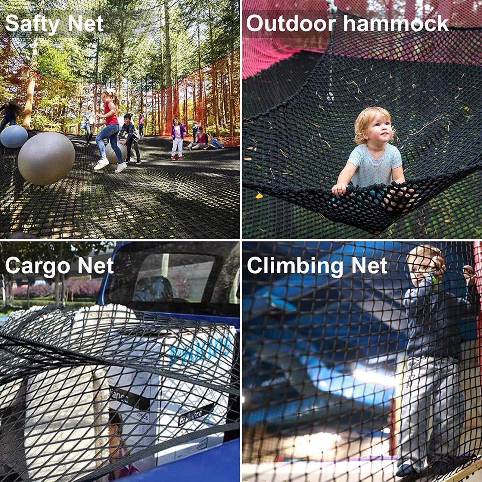 9.8 'x 9.8' Rete da arrampicata a doppio strato Parco giochi Rete di sicurezza per bambini Outdoor Treehouse Climbing Net con Sto Bag t per avventure in cortile