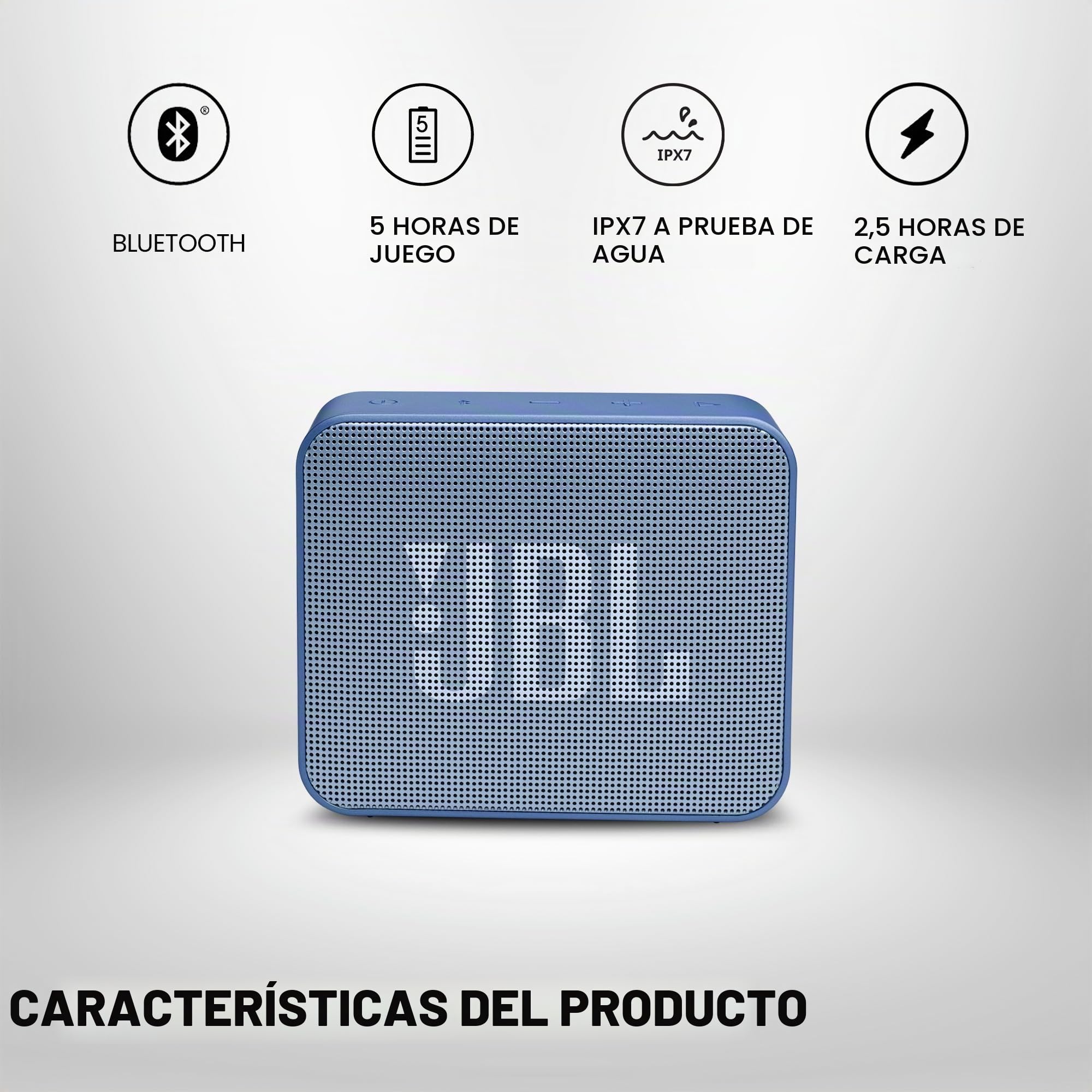 JBL GO Essential Altavoz pequeño Bluetooth, altavoz impermeable y portátil para llevar, hasta 5 horas de reproducción con una sola carga de batería, azul