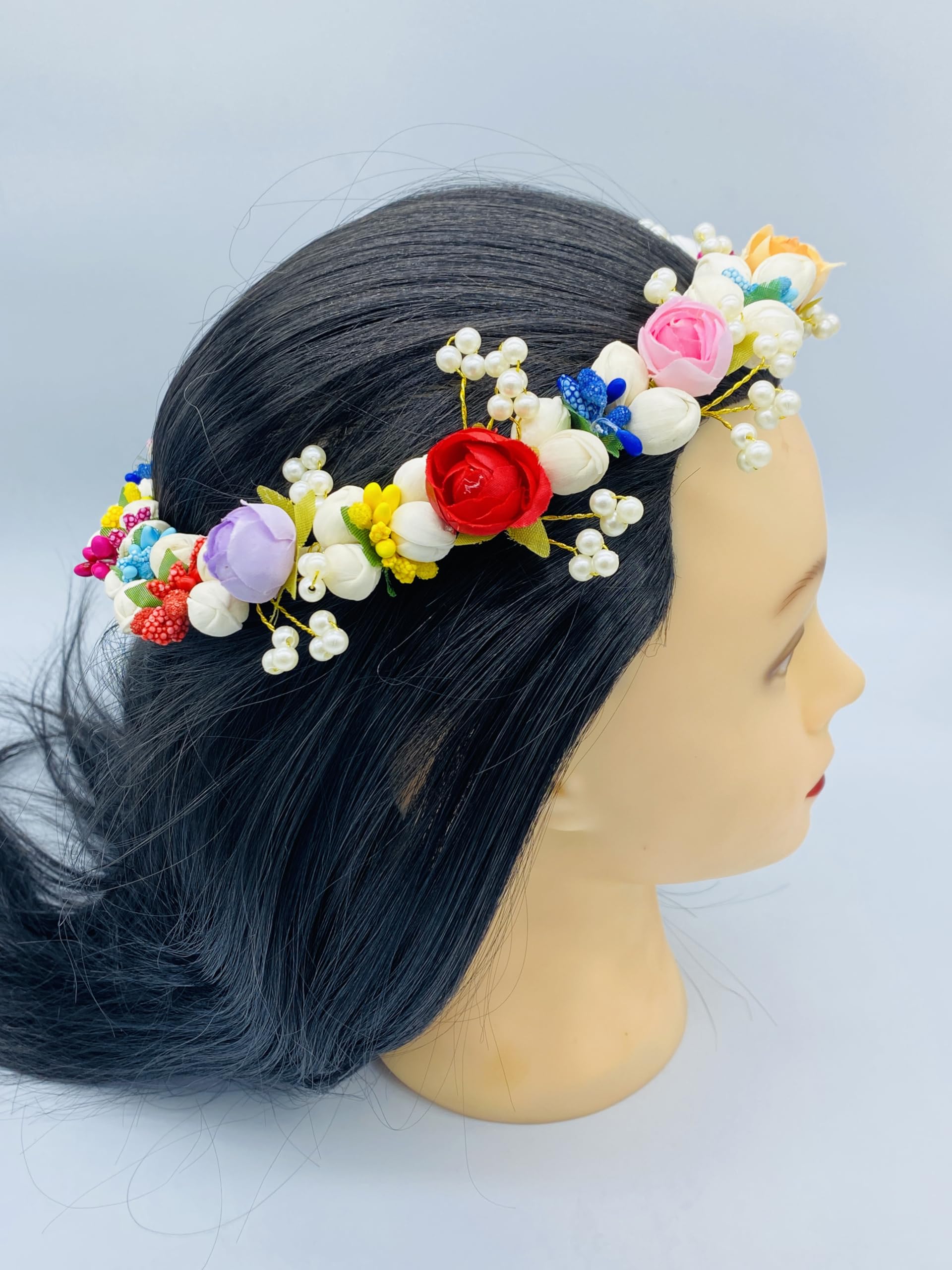 Rose Flower Bridal Fancy Hair Tiara Hair Crown Hair Accessories for Women & Girls,Multicolor, Pack of 1-image-23