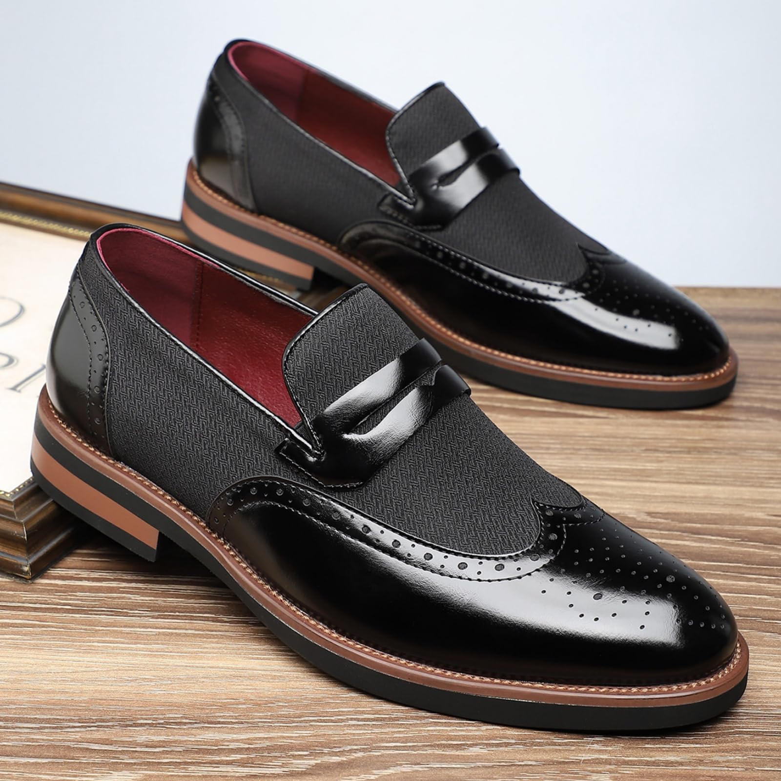 Hixingo Scarpe Stringate Uomo in Pelle | Scarpe Eleganti da Abito comoda Design classico ideale per ufficio, lavoro, matrimoni, cerimonie ed eventi formali