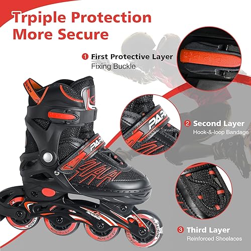 Miniatura 4 de Patines en línea ajustables para niños y adultos, patines con ruedas iluminadoras, para niñas y niños, hombres y mujeres