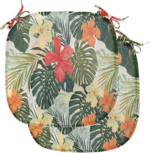 Vista 325 de Lunarable Orient - Juego de 6 cojines de asiento para silla, diseño de estrellas marroquíes, espirales y curvas abstractas, ilustración oriental