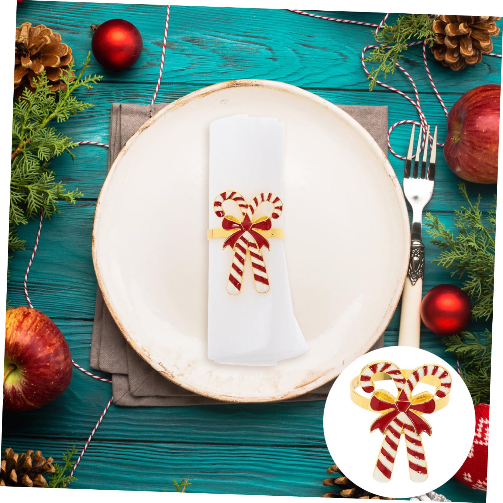 4 Pezzi Portatovaglioli Natalizi in con Decorativi per Tovaglioli Accessori Tavola per Feste Natale Design e Resistente per e Ricevimenti