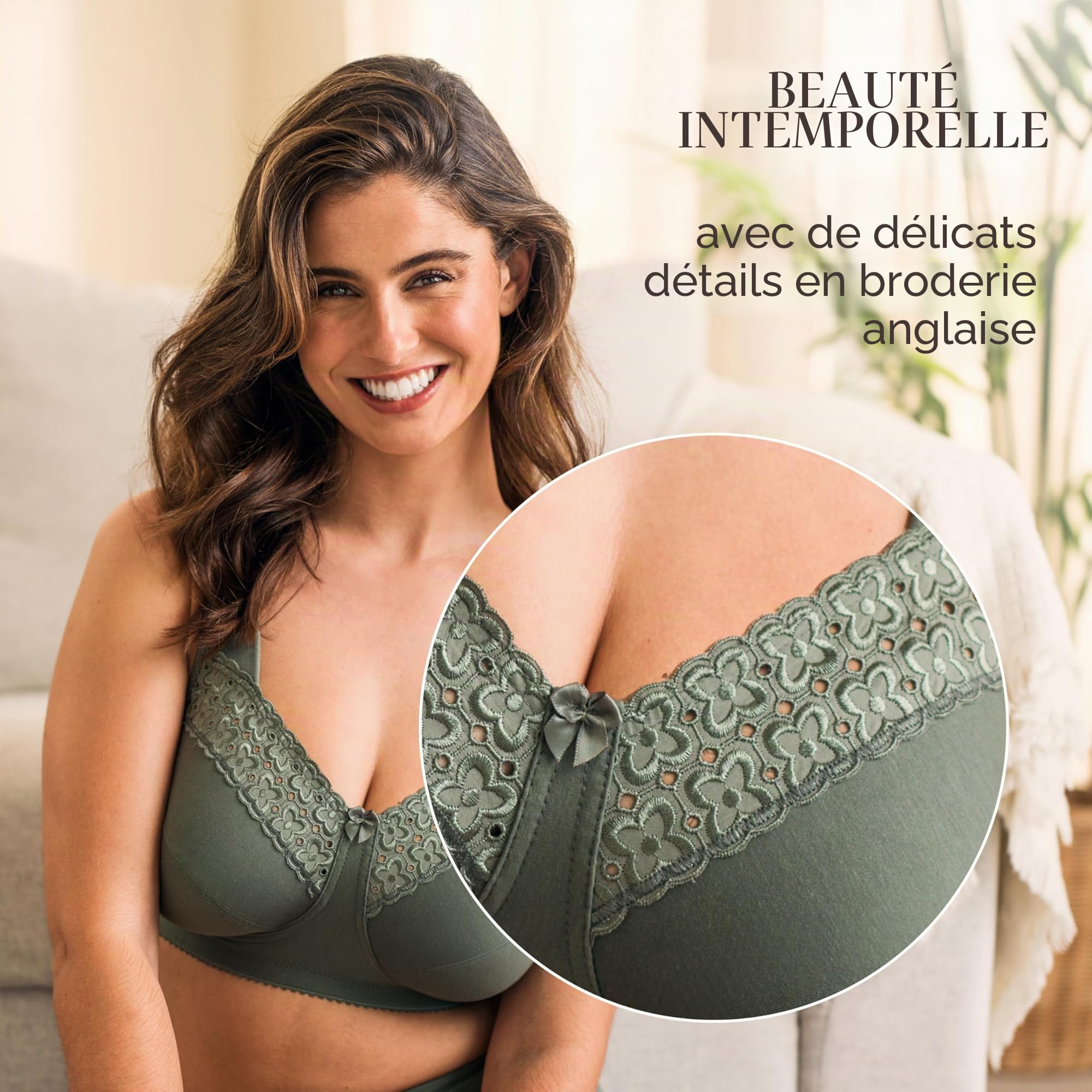 Miss Mary of Sweden : Broderie Anglaise, Soutien-Gorge de Confort en Coton, sans Armature